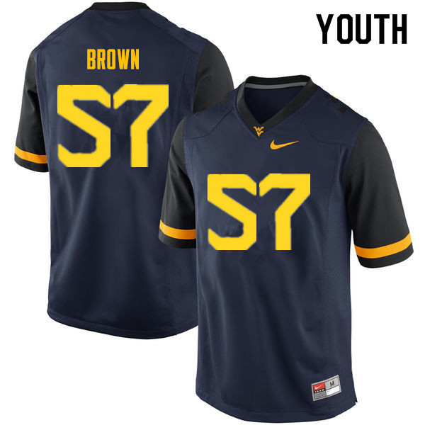 NCAA Youth Michael Brown West Virginia Mountaineers Navy #57 Nike Stitched Football College Authentic Jersey NW23O57UB